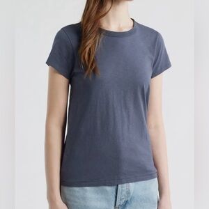 rag & bone Short Sleeve Crew Tee in Storm Blue - (slight discoloration)